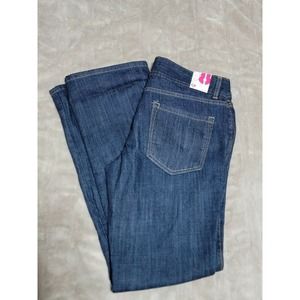 Dear AB Womens Jeans Sz 8 Gold Bird Pockets Blue Denim Low Rise Amanda Bynes